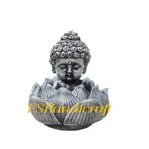 Baby Buddha in Lotus Flower Figurine | Marble Dust Buddha Statue for Meditation & Zen Décor | Lotus Baby Buddha Idol for Home, Office Desk & Car Dashboard Decoration