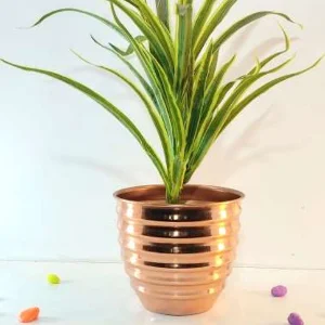 Allotrope Copper Metal Mini Plant Pot (13 cm Height, 13 cm Diameter) – Decorative Indoor Planter for Home Décor & Gifting