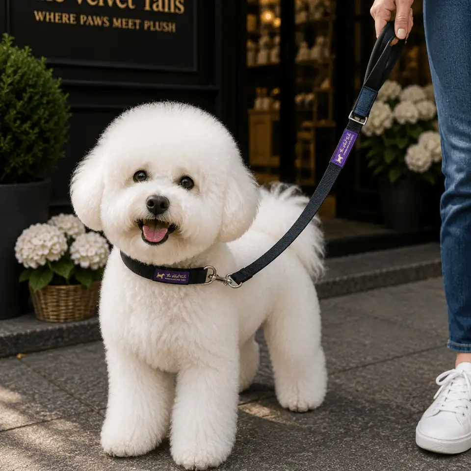 The Velvet Tails VelvetGrip Padded Leash – Black