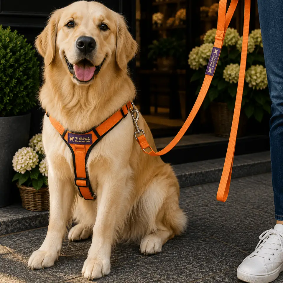 The Velvet Tails VelvetEase Comfort Harness Set – Orange