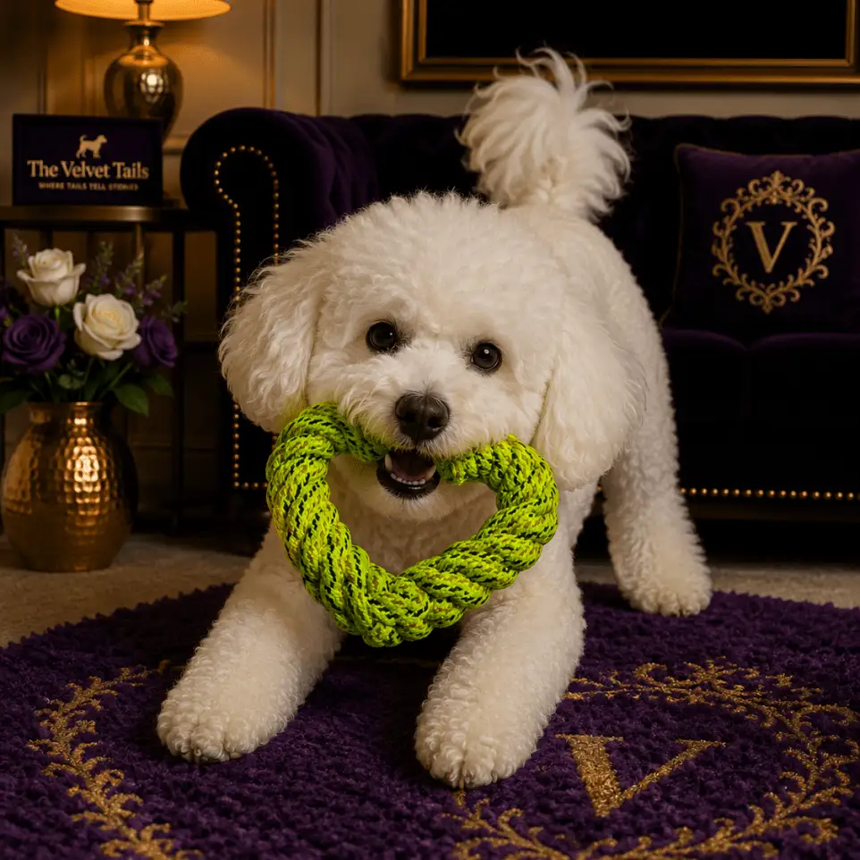 The Velvet Tails Velvet Play HeartLink Tug Ring – Heart-Shaped Rope Toy One Size Assorted