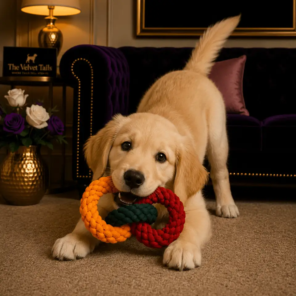 The Velvet Tails Velvet Play Trio Link Tug Toy – Triple-Ring Rope Toy One Size Assorted