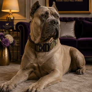 The Velvet Tails Velvet Walk Guardian Tactical Collar Olive Green