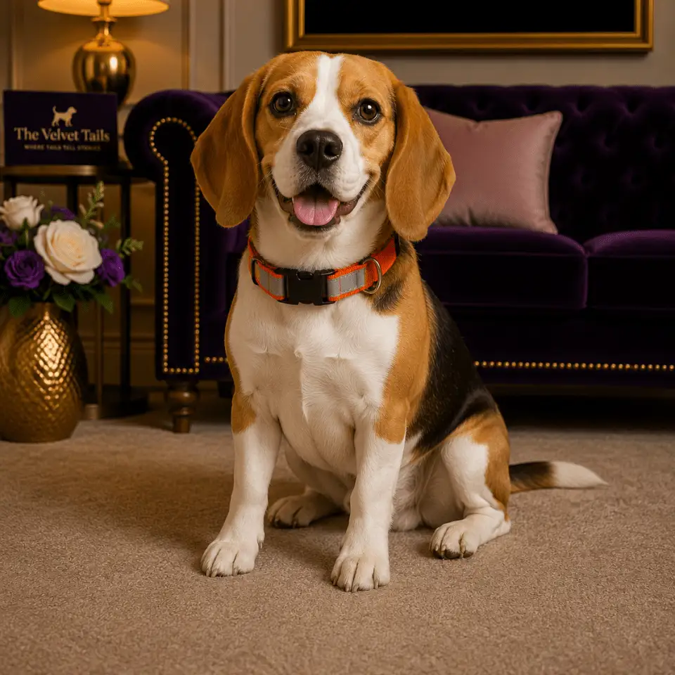 The Velvet Tails Velvet Walk SafeGlow Reflective Collar Orange