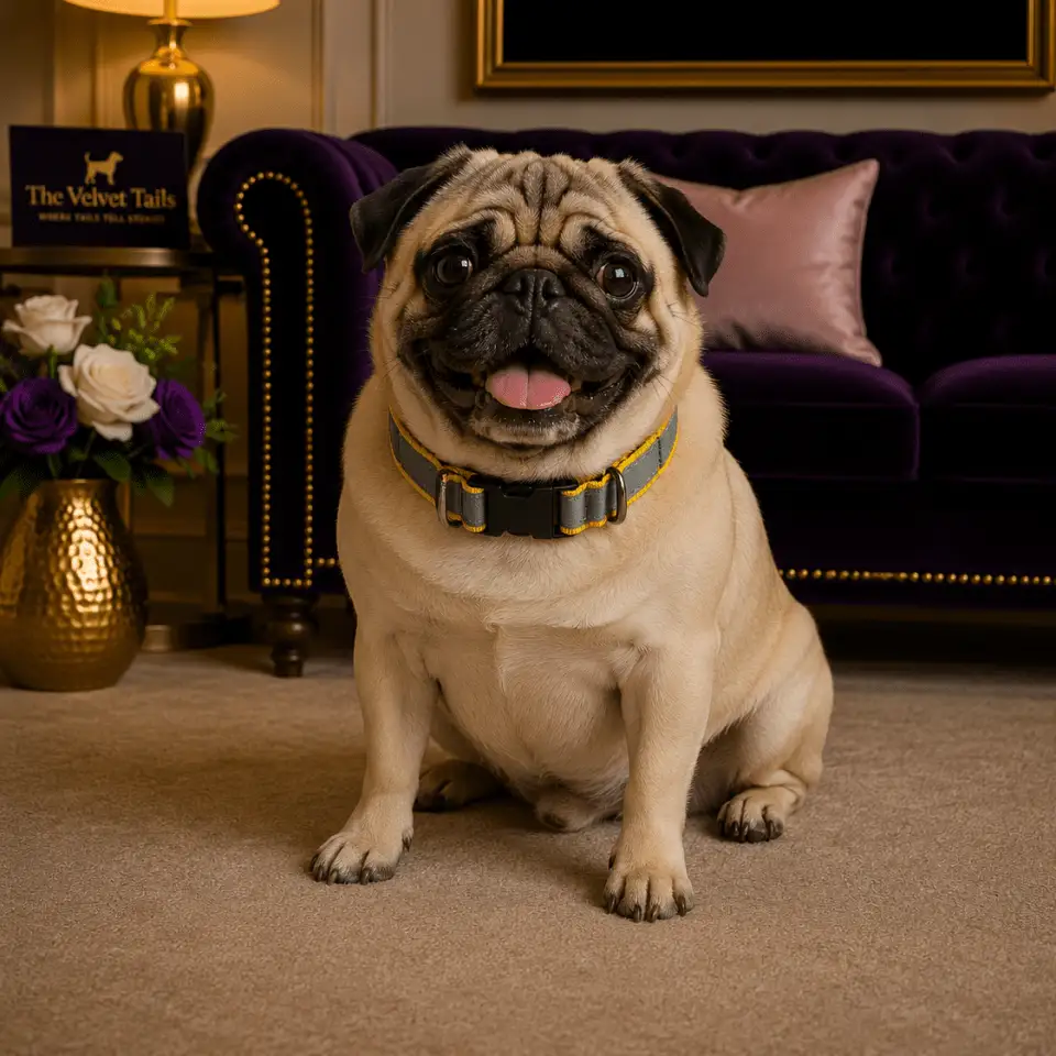 The Velvet Tails Velvet Walk SafeGlow Reflective Collar Yellow