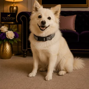 The Velvet Tails Velvet Walk SafeGlow Reflective Collar Black
