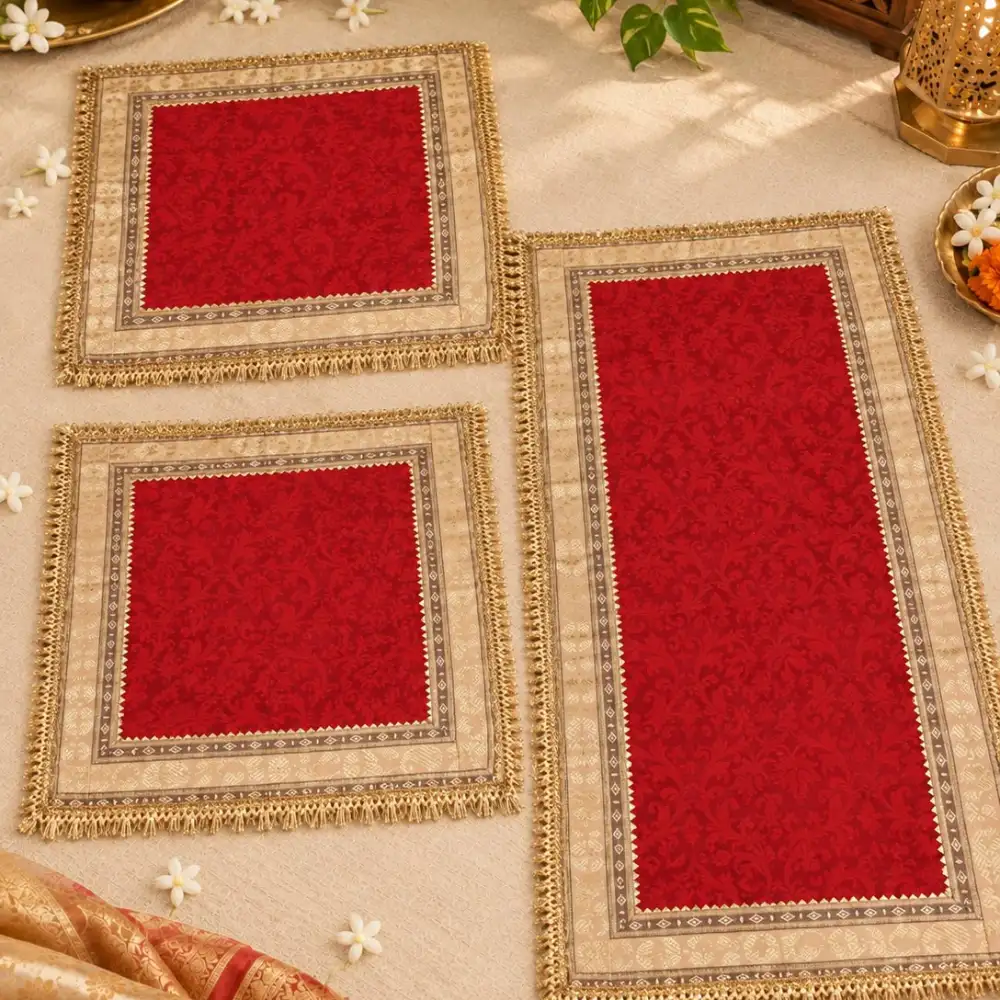 Bahudha: The House of Tradition – Premium Three-Piece Pooja Aasan Set