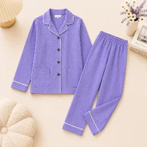 Tippy Top Kids Lavender Cotton Night Suit  Full Sleeve Sleepwear