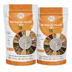 RA Desi Flavors Multigrain Health Mix Pack of 2 – Millet & Ragi Nutrition Drink Powder | High Fiber Breakfast Porridge Mix | Traditional Roasted Grain Blend