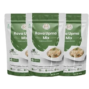 RA Desi Flavors Instant Rava Upma Mix Pack of 3 – Ready-to-Cook South Indian Sooji Breakfast Mix | Healthy & Wholesome Upma Premix | No Preservatives | Quick Veg Breakfast Meal
