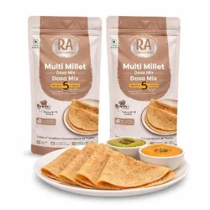 RA Desi Flavors Instant Millet Dosa Mix Pack of 2 (200GM x 2) – Ready-to-Cook Crispy South Indian Millet Dosa Batter Mix | No Fermentation | No Preservatives